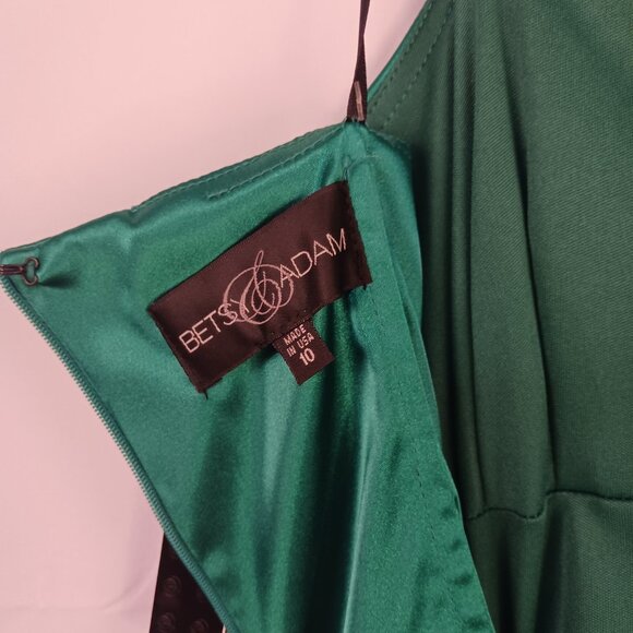 Betsy & Adam Green One Shoulder Party Dress with Gems Size 10 - Picture 6 of 9